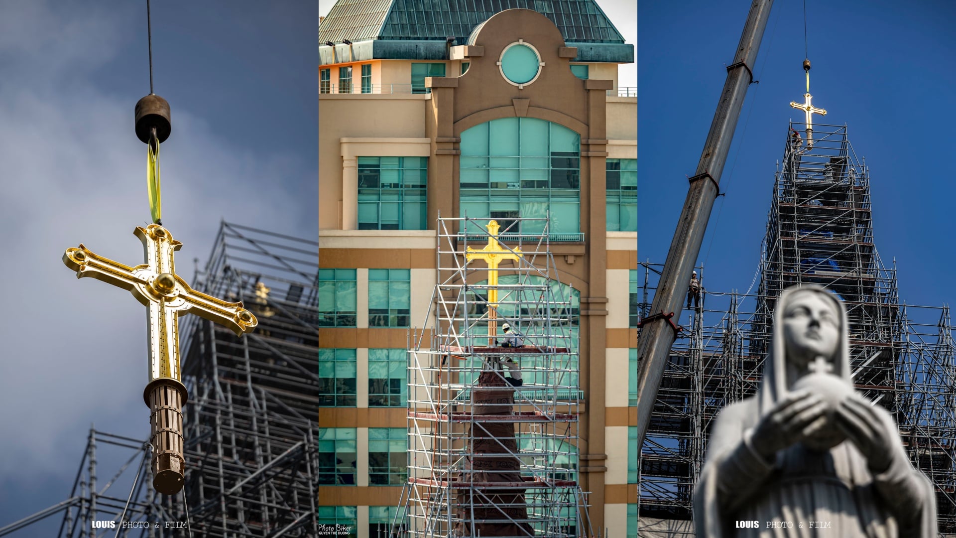 Hình ảnh hai cây thánh giá mới trên Nhà thờ Đức Bà Sài Gòn có gì mới?